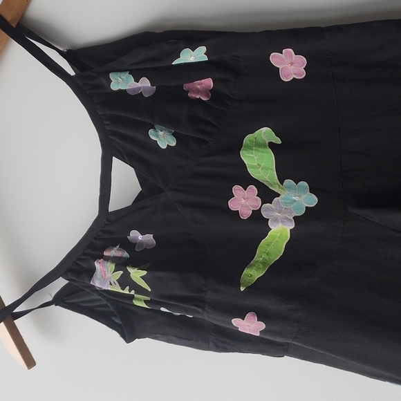 Vintage Tamara Catz Sequin Floral Bird Lightweight Printed Y2K Dress - Picture 2 of 8